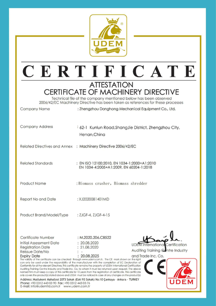 China Zhengzhou Donghong Mechanical Equipment Co., Ltd. zertifizierungen